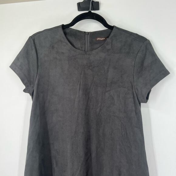 J. McLaughlin Gray Faux Suede Short Sleeve Swing Dress - Picture 2 of 7